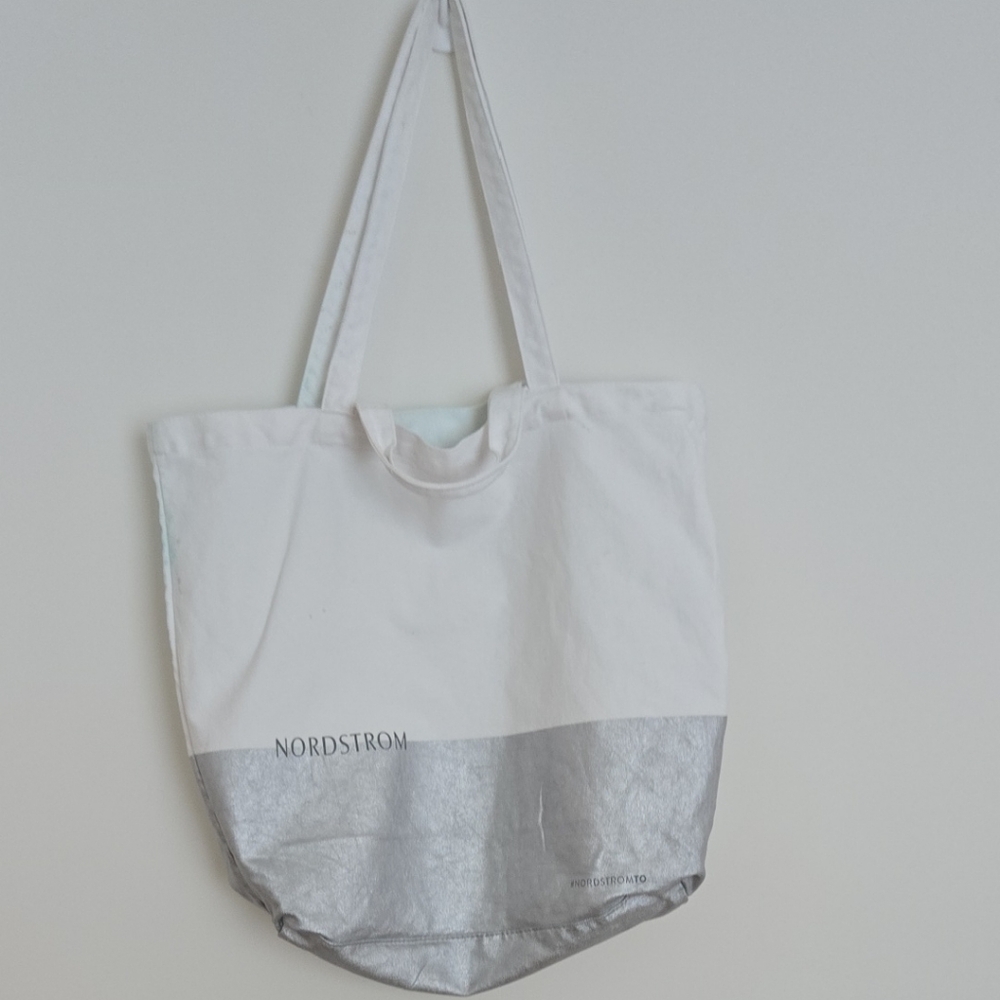 Nordstrom Elegant White and Silver Tote
